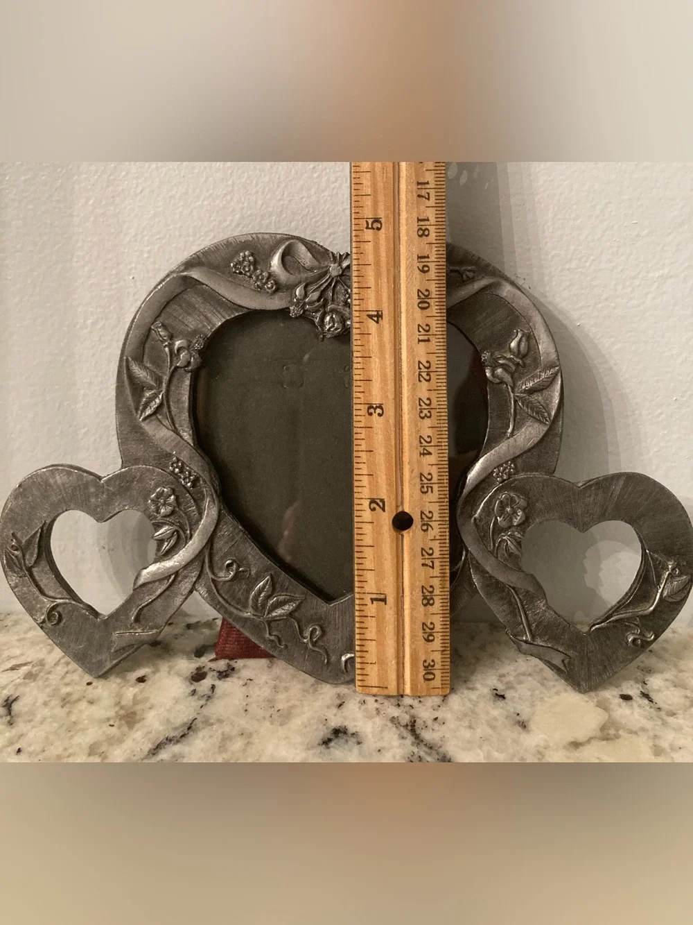Vintage Metzke 1985 Triple Photo Pewter Photo Frame